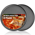 HONGBAKE 16 Inch Pizza Pan for Baking, 2 Pack Non-Stick Non-Stick Pizza Tray for Oven, Carbon Steel Perforated Crispy Pizza pan with Holes, Round Baking Pan for Frozen & Homemade Pizza, Grey