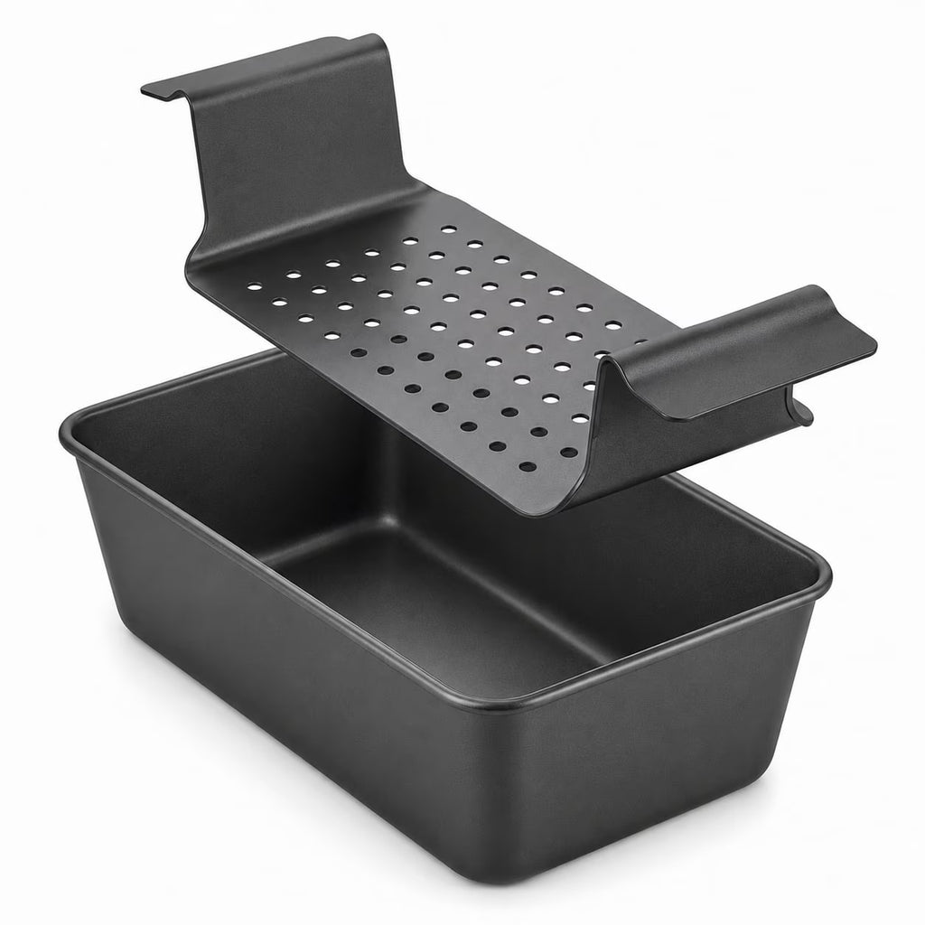 HONGBAKE 2-in-1 Meatloaf Pan with Drainer, Nonstick Loaf Pans with Strainer, 9"x 5" Meat Loaf for Baking, Reduce the Fat and Kick Up the Flavor, Grey