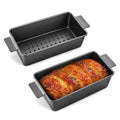 HONGBAKE 4 Pack Meatloaf Pan with Drainer, 9 x 5 inch Meatloaf Pan with Drain Tray, Nonstick Meat Loaf Pans for Baking, Grey