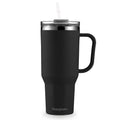 HONGBAKE 40oz Stainless Steel Tumbler with Handle & Straw Lid, Vacuum Insulated Tumbler, Black