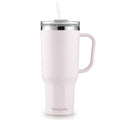 HONGBAKE 40oz Stainless Steel Tumbler with Handle & Straw Lid, Vacuum Insulated Tumbler, Light Pink