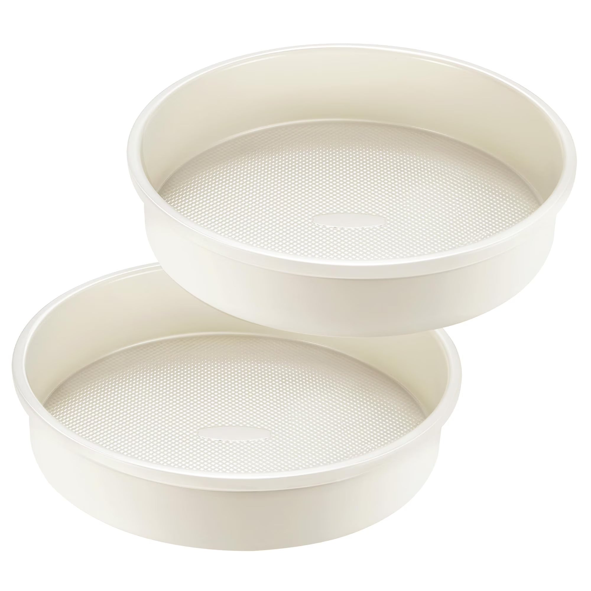 HONGBAKE 9 Inch Round Cake Pan Set of 2, Nonstick Ceramic Coating Cake Molds with Diamond Texture, Aluminized Steel Cake Pans Sets for Baking & Cheesecake, Heavy Duty & Non-Toxic (Cream, 2PCS)