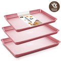 HONGBAKE Cookie Sheets Nonstick Sets, Baking Pan, Cookie Sheets for Baking with Diamond Texture Pattern, Heavy Duty Baking Sheet Pans for oven - Diamond Pink