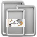 HONGBAKE Baking Sheet Pan, Cookie Sheet Pans for Baking, Cookie Sheets Nonstick Sets, Baking Trays for Oven, Baking Sheets for Oven with Wider Grips, Dishwasher Safe (3 Pack), Sliver