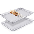 HONGBAKE 2 Pack Half Sheet Pan Set, Nonstick Cookie Sheets for Baking, 17.5 x 12 Inch Baking Sheet Pans, Heavy Duty Carbon Steel, Silver