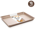 HONGBAKE Half Baking Sheet Pan with Diamond Texture, Non Stick Cookie Sheet for Baking , Heavy Duty Non Toxic Baking Pan for Oven, 17.6" x 12" Baking Trays, Gold