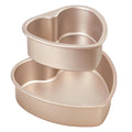 HONGBAKE Heart Shaped Cake Pan, Nonstick 8 & 6 inch Cheesecake Pans Set, Heart Shape Layer Cake Mold, Baking Tin for Valentine's Day, Weddings, 2 Pieces, Heavy Duty, Gold