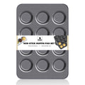 HONGBAKE Muffin Top Pan Nonstick, Non Toxic Mini Whoopie Pie Pan for Baking, 12 Cavity Heavy Duty Yorkshire Pudding Pan for Oven, Dishwasher Safe and Easy to Clean