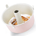 HONGBAKE Angel Food Cake Pan with Removable Bottom, 10 inch Carbon Steel Bundt Cake Pan for Baking, Non-stick Pound Tube Pans for Cakes, 16-Cup, Heavy Duty - Pink