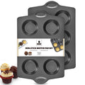 HONGBAKE 2 Pack Jumbo Muffin Pan Nonstick, 6 Cup Non Toxic Jumbo Cupcake Pan for Baking, 27% Thicker Carbon Steel Large Muffin Tin, 3.5dia, Dishwasher Safe