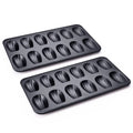 HONGBAKE Nonstick Madeleine Pan 2 Pack 12-Cavity Heavy Duty Madeleine Cookies Trays for Oven Baking, Cake Mold Warp Resistant Shell Shape Madeleine Mold Cake Pan, Space Grey