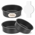 HONGBAKE 6 Inch Round Cake Pans2.5 Deep Nonstick Circle Cake Tins of 3,Heavy-Duty Cake Mold with Healthy Parchment Paper, Dishwasher Safe -Grey