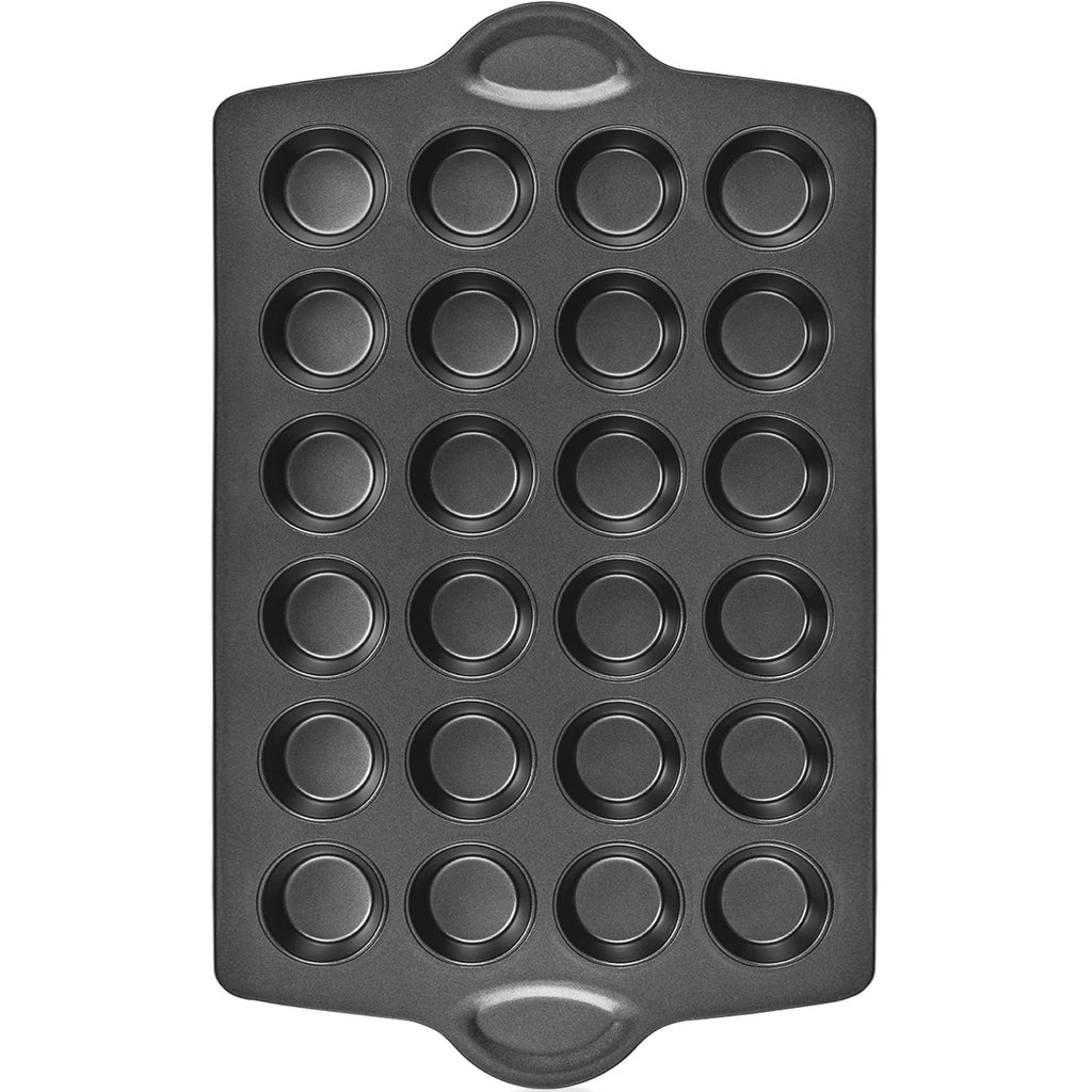 HONGBAKE Mini Muffin Pan Nonstick 24, Cupcake Tin for Baking, Commercial Small Cup Cake Tray for Cheesecake, 1.8dia, Heavy-duty, Gray