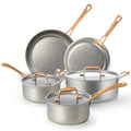 KITEXPERT Pots and Pans Set 8 Pcs, Vintage Stainless Steel Cookware Set Non-Toxic, Kitchen Cooking Set with Frying Pans, Saucepans, Oven & Dishwasher Safe, Induction Compatible