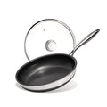 KITEXPERT Non Stick Frying Pans with Lid, 8" Titanium Ceramic Pan Nonstick Stainless Steel Skillet, Quick-Cool Handle, Dishwasher & Oven Safe, Compatible with All Cooktops