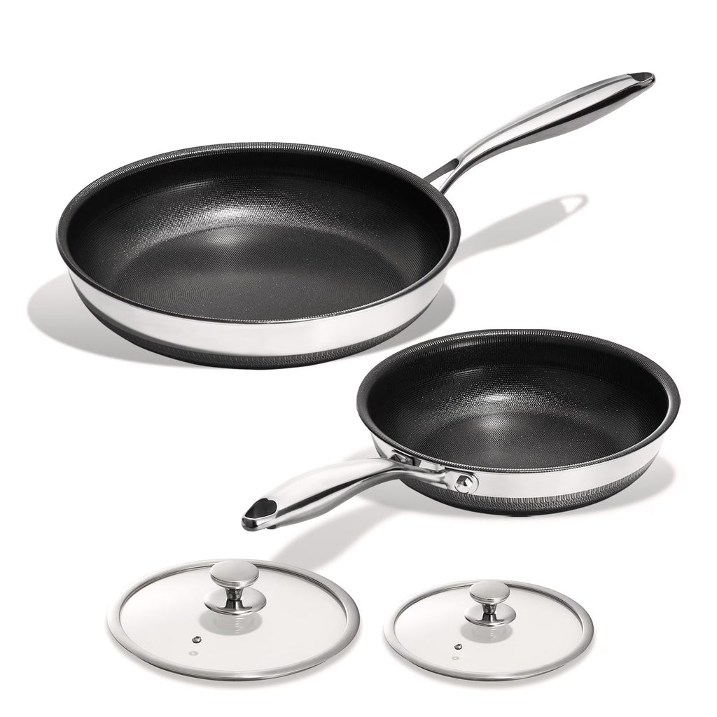 KITEXPERT Non Stick Frying Pans Set - 2 Piece (10, 12") Titanium Ceramic Pan with Lids, Nonstick Skillet Stainless Steel, Dishwasher & Oven Safe, All Cooktops Compatible