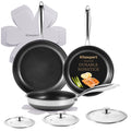 KITEXPERT Nonstick Frying Pans Set, 6 Pcs (8, 10, 12") Skillet with Lid, Non-Toxic Titanium Ceramic Pan, Dishwasher & Oven Safe, All Cooktops Compatible