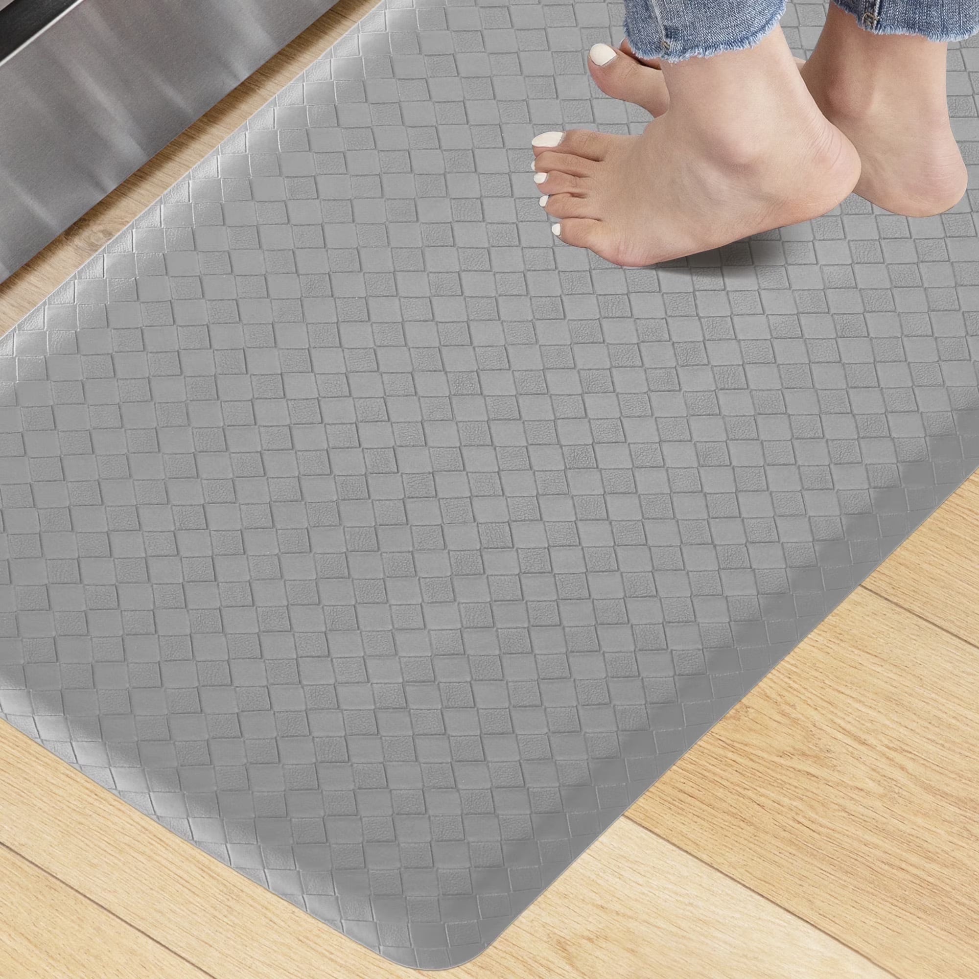 KOKHUB Kitchen Mat,1/2 Inch Thick Cushioned Anti Fatigue Waterproof Kitchen Rug, Comfort Standing Desk Mat, Doormat Kitchen Floor Mat Non-Skid & Washable for Home, Office, Sink,17.3"x28"- Grey