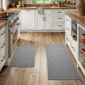 MatEssenz 2-Piece Kitchen Rugs Set, 20"x30" + 20"x48", Faux Linen Woven Textured Washable Kitchen Mats for Floor, Slip Resistant Gel Backing Standing Desk Mat for Sink Laundry Room, Grey