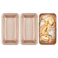 HONGBAKE 3 Pack Nonstick Mini Loaf Pans, 6 x 3.3 x 2 Inch Small Bread Pans for Homemade Bread, Banana Small Baking Pans with Diamond Texture, Non-toxic Mini Meatloaf Pans Set, Champagne Gold