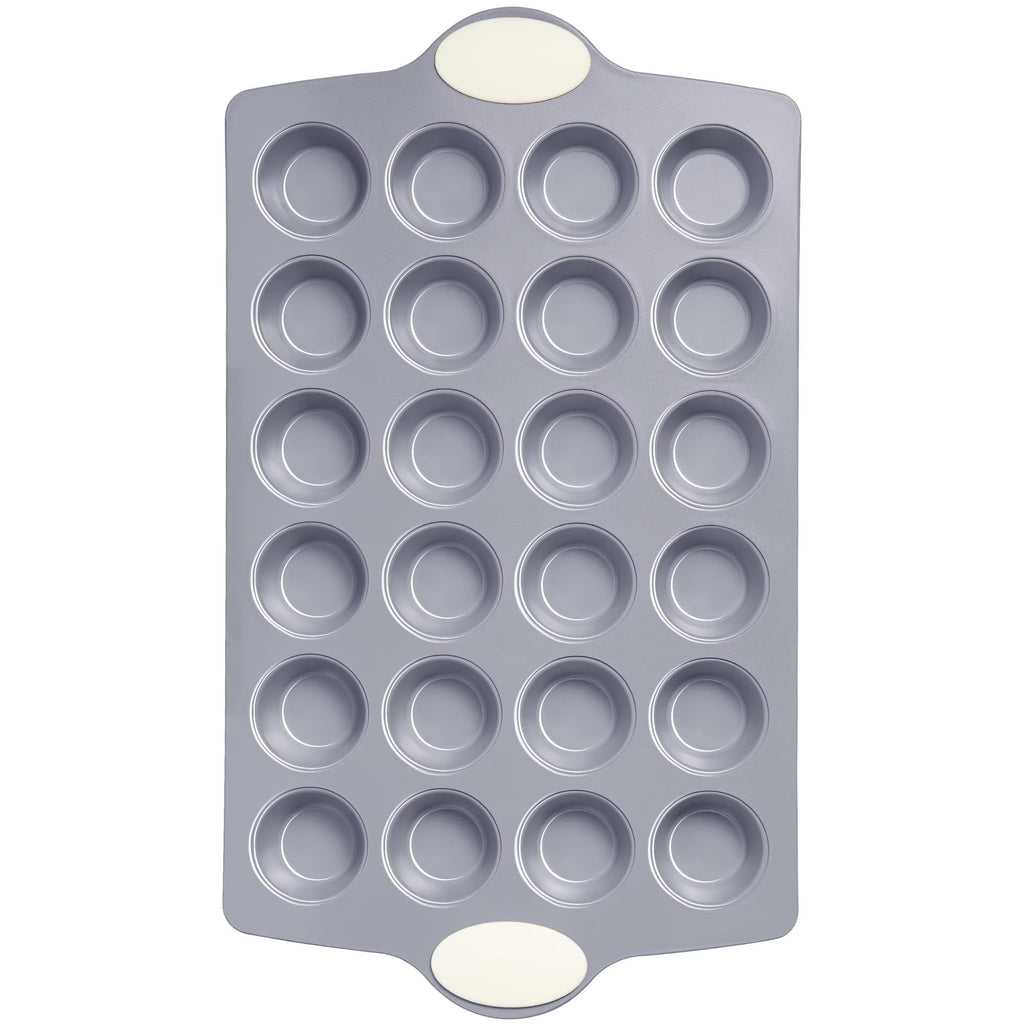 HONGBAKE Ceramic Mini Muffin Pan, 24-Cup Nonstick Aluminized Steel Cupcake Pans, Healthy Non-Toxic Ceramic Coating Mini Muffin Tin, 1Pack Cup Cake Pans for Baking Cream