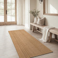 MatEssenz Runner Rug 2x6, Boho Long Hallway Runner for Kitchen Entryway, Machine Washable Non-Slip Woven Rug, Vintage Geometric Indoor Runner, Light Taupe Brown