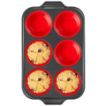 HONGBAKE Jumbo Silicone Muffin Pan with Metal Frame, 3.5" Large Muffin Tins, Non-Toxic Food Grade Silicone, Non-Stick for Egg Bites & Big Cupcakes, Oven Safe, Red