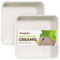 HONGBAKE Ceramic 9x9 Baking Pan 2 Pack, Square Cake Pan with Diamond Texture, Aluminized Steel Nonstick Square Baking Pan for Brownies, Cream