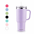 HONGBAKE 40 oz Tumbler with Handle and Straw Lid, Vacuum Insulated Stainless Steel Tumbler, Travel Mug Fits Cup Holder, Dusty Lavender