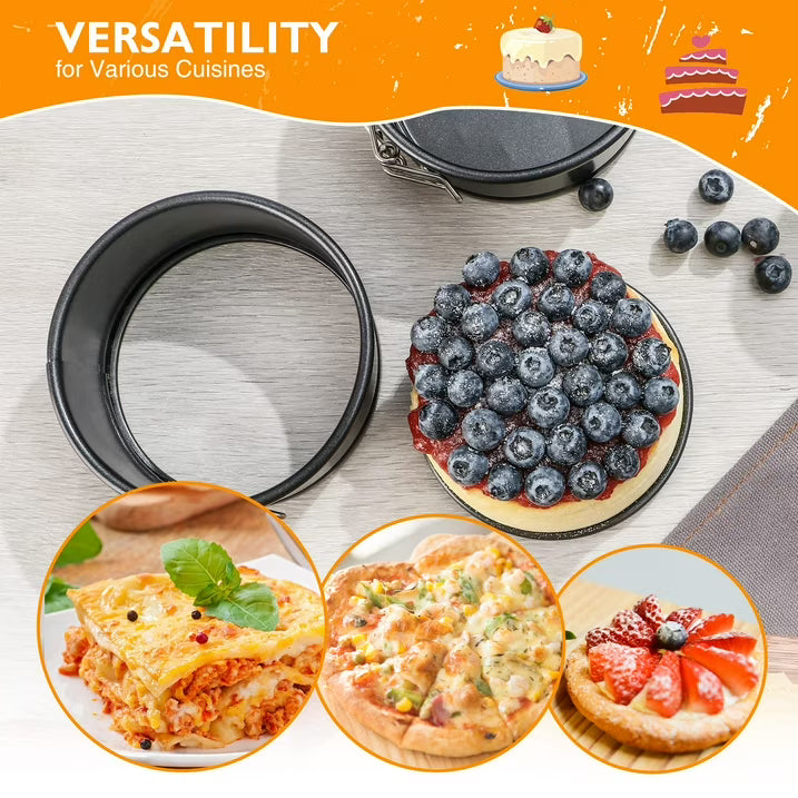 HONGBAKE 4 Inch Springform Pans, Mini Cheesecake Pans with 100 Pcs Parchment Paper Liners, Nonstick Round Cake Pan with Leakproof Removable Bottom for Pizzas, Quiches, 4 Pieces - Dark Grey