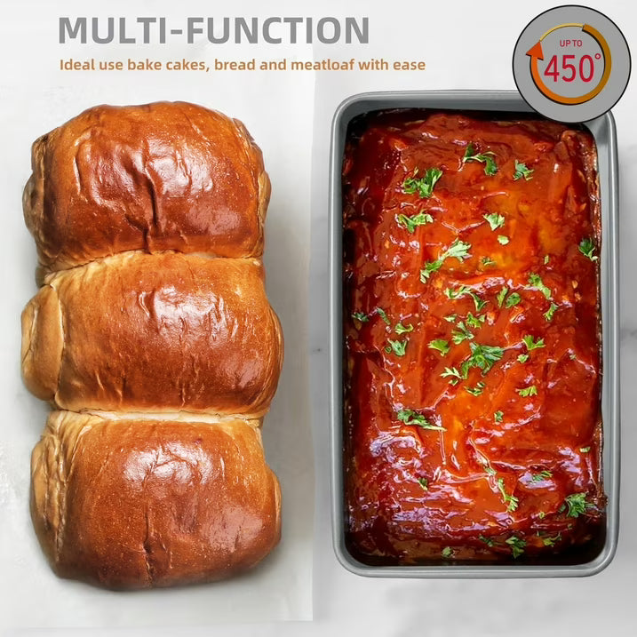 HONGBAKE 2-in-1 Meatloaf Pan with Drainer, Nonstick Loaf Pans with Strainer, 9"x 5" Meat Loaf for Baking, Reduce the Fat and Kick Up the Flavor, Grey