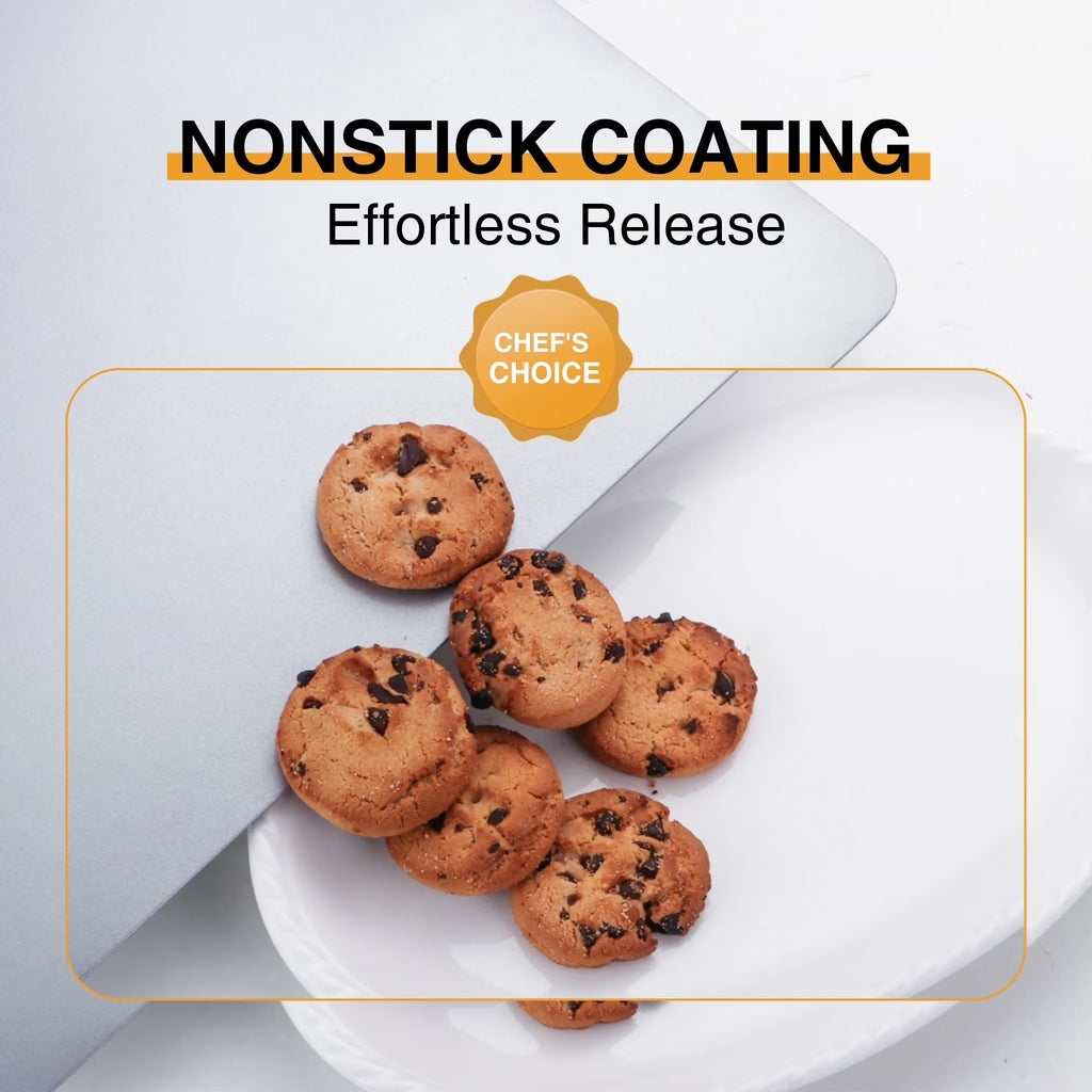 HONGBAKE 2 Pieces Flat Cookie Sheets for Baking, Large Nonstick Baking Sheets No Edges, Insulated Baking Pan, 16" X 14", Grey