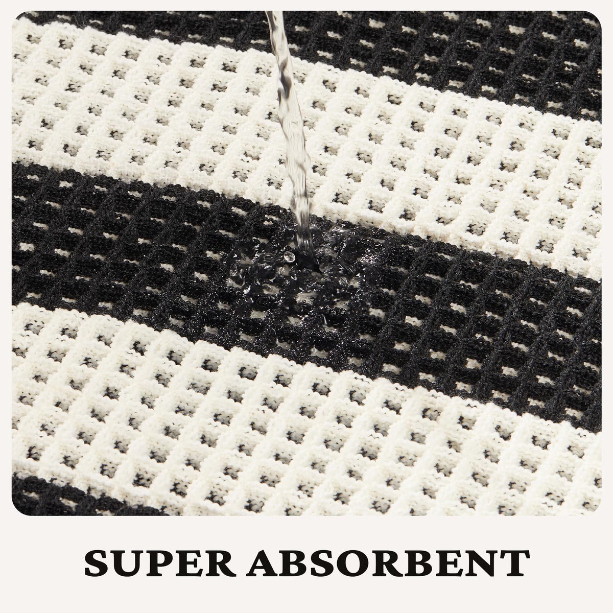 MatEssenz Waffle Bath Mat Non-Slip Machine Washable Super Absorbent Quick-Drying Waffle Woven Carpet Soft and Comfortable Foot Feeling Unslip Bottom Design 20" x 32" Black and White Grid