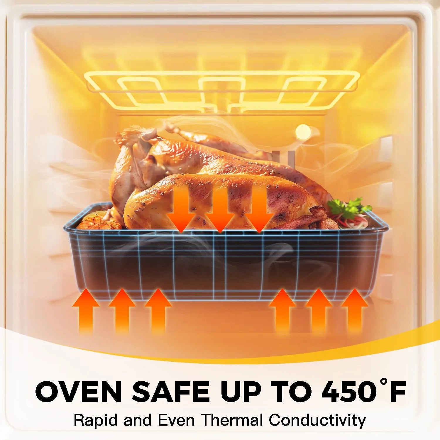 HONGBAKE Lasagna Pan 3 Inch Deep, 15x10" Baking Pan for Oven, Nonstick Cake Baking Dish for Brownie, Roasting Pans with Stainless Steel Handles, Heavy Duty, Dishwasher Safe, Dark Grey