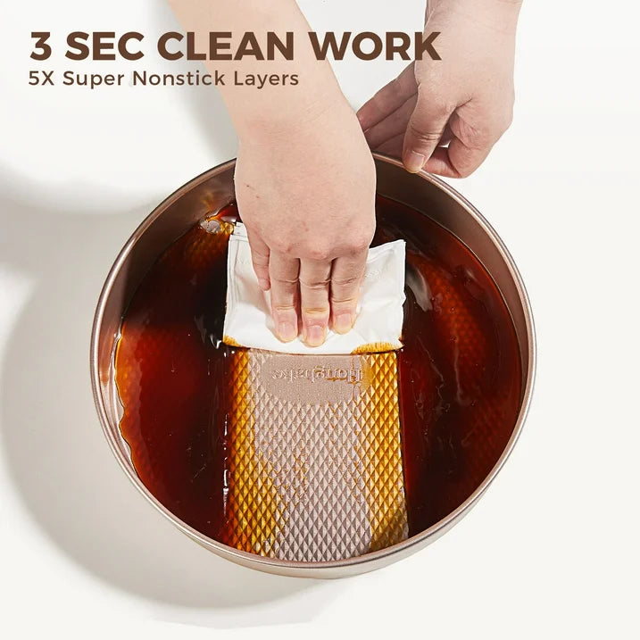 HONGBAKE 9-Piece Baking Pans Set Nonstick, Stackable Non Toxic Bakeware Sets with Diamond Texture, Oven Pan Set for Cooking, Includes Cookie Sheet with Rack, Cake Pan, Roasting Pan, Muffin Pan, Gold