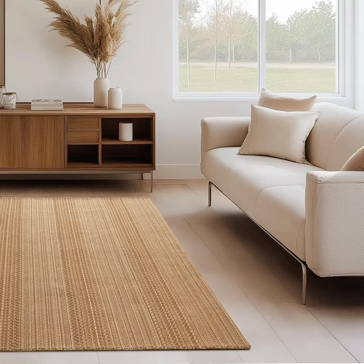 MatEssenz Area Rug 6x9, Boho Living Room Rug Large, Machine Washable Non-Slip Woven Rug for Bedroom Dining Room, Vintage Geometric Indoor Rug, Light Taupe Brown