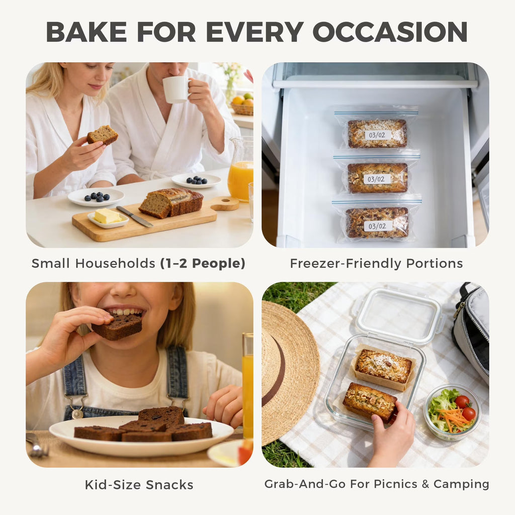 HONGBAKE 3 Pack Nonstick Mini Loaf Pans, 6 x 3.3 x 2 Inch Small Bread Pans for Homemade Bread, Banana Small Baking Pans with Diamond Texture, Non-toxic Mini Meatloaf Pans Set, Dark Gray