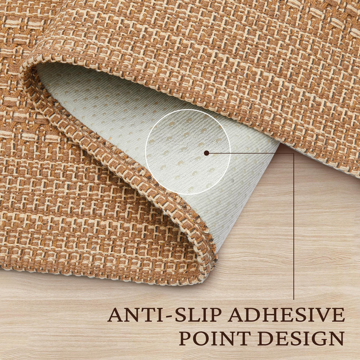 MatEssenz 27.5"x43" Outdoor Rug, Doormat for Front Door, Farmhouse Welcome Mat, Washable Low-Pile Cotton Blend Front Porch Rug, Light Taupe Brown Check Pattern