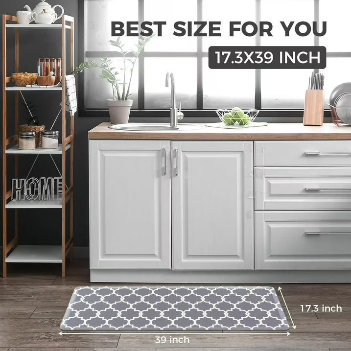KOKHUB Kitchen Mat 17.3"x39"- Grey, Anti Fatigue Waterproof Kitchen Rug, Comfort Standing Desk Mat, Kitchen Floor Mat