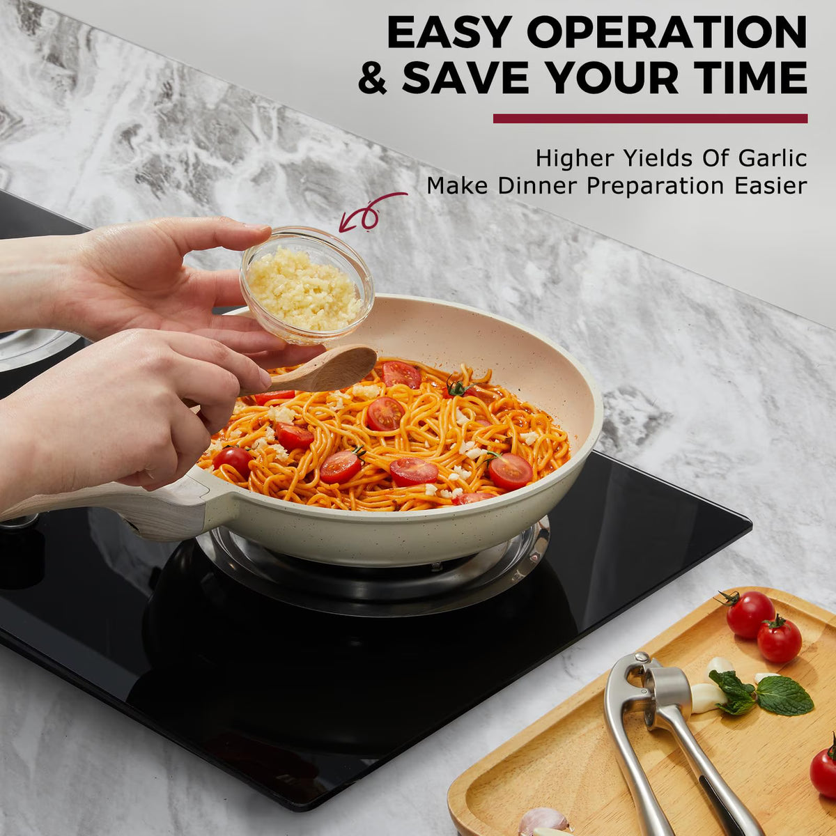 Premium Garlic Press, Professional Garlic Mincer, Easy to Squeeze and Clean, Rust Proof, Efficient Ginger Crusher - Gloss Silver