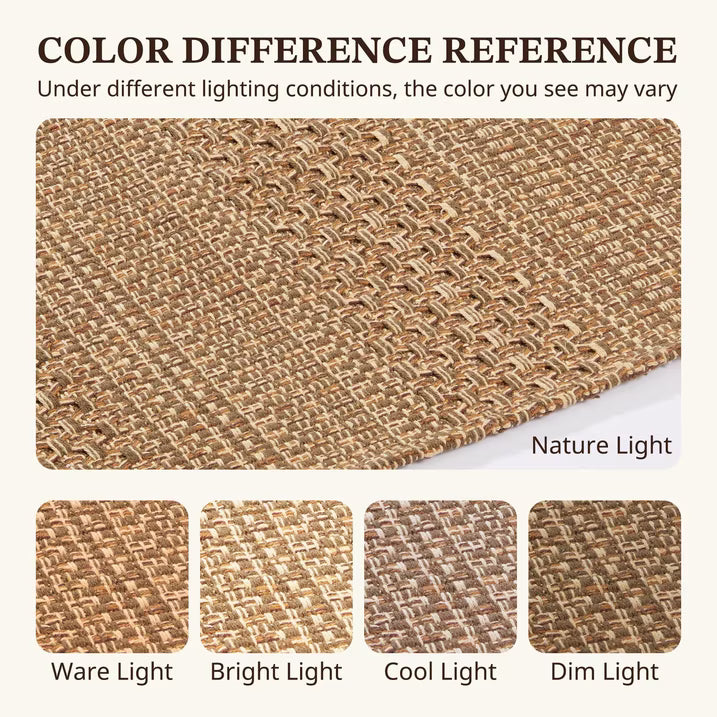 MatEssenz 27.5"x43" Outdoor Rug, Doormat for Front Door, Farmhouse Welcome Mat, Washable Low-Pile Cotton Blend Front Porch Rug, Light Taupe Brown Check Pattern
