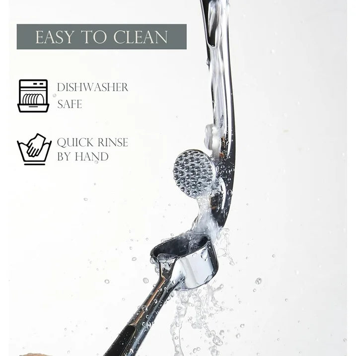 Premium Garlic Press, Professional Garlic Mincer, Easy to Squeeze and Clean, Rust Proof, Efficient Ginger Crusher - Gloss Silver