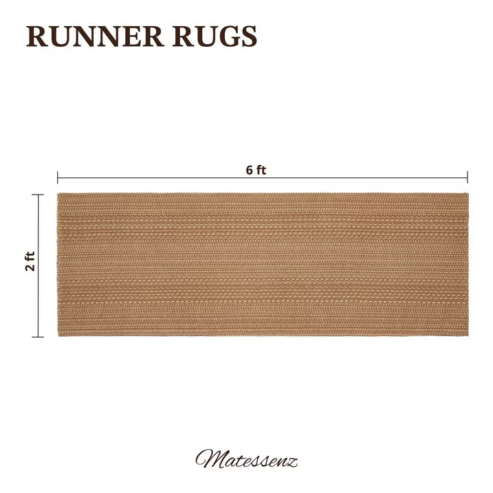 MatEssenz Runner Rug 2x6, Boho Long Hallway Runner for Kitchen Entryway, Machine Washable Non-Slip Woven Rug, Vintage Geometric Indoor Runner, Light Taupe Brown