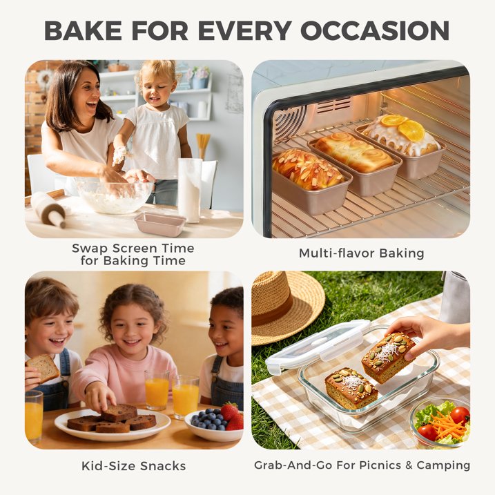 HONGBAKE 3 Pack Nonstick Mini Loaf Pans, 6 x 3.3 x 2 Inch Small Bread Pans for Homemade Bread, Banana Small Baking Pans with Diamond Texture, Non-toxic Mini Meatloaf Pans Set, Champagne Gold
