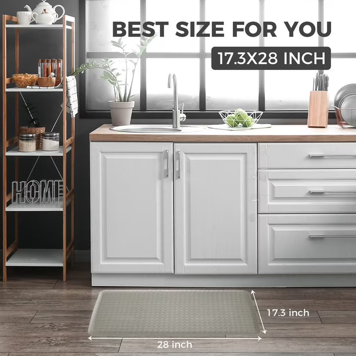 KOKHUB Kitchen Mat,1/2 Inch Thick Cushioned Anti Fatigue Waterproof Kitchen Rug, Comfort Standing Desk Mat, Doormat Kitchen Floor Mat Non-Skid & Washable for Home, Office, Sink,17.3"x28"- Grey