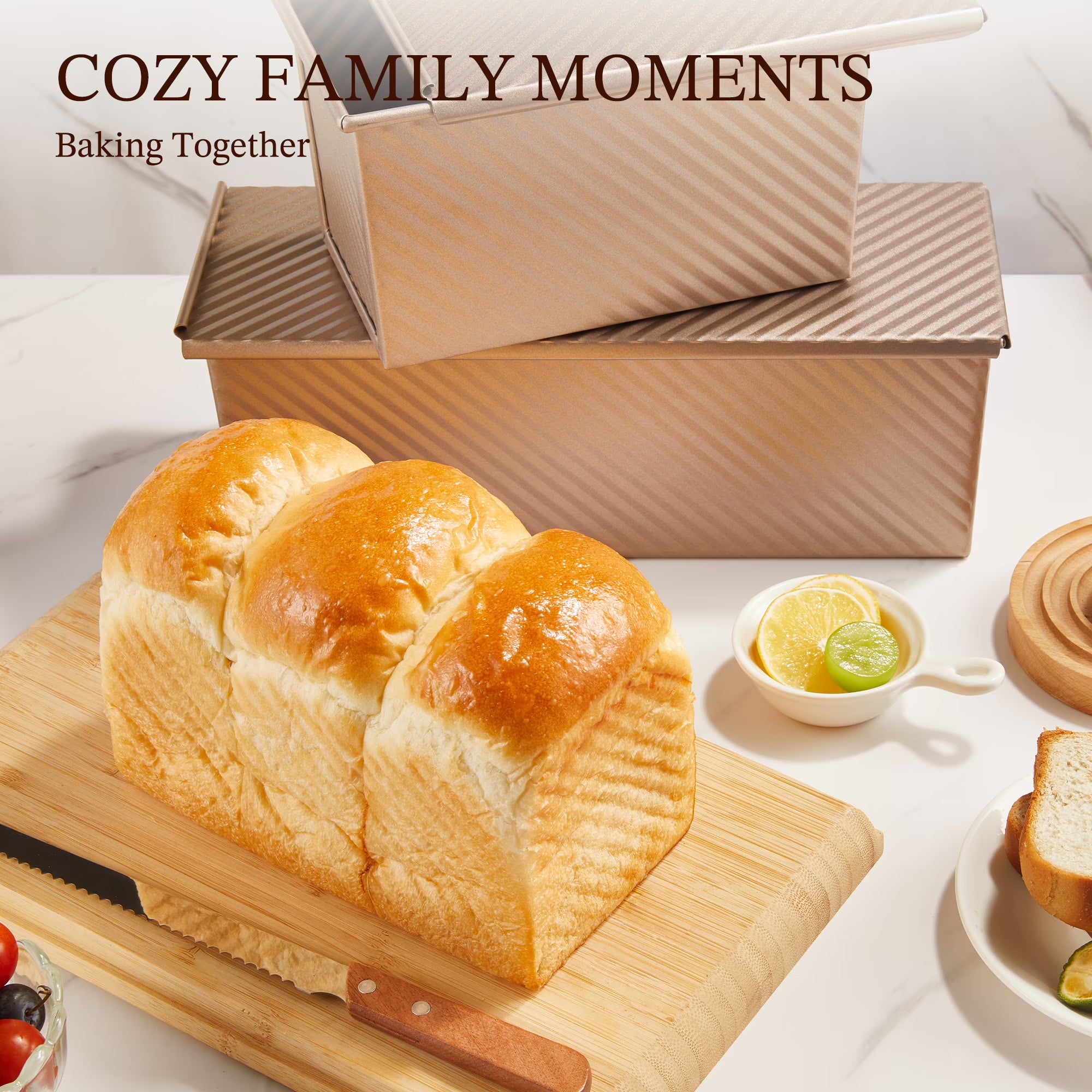 KITESSENSU Bread Pan for Baking, Pullman Loaf Pan with Lid, Non-Stick Bread Loaf Pan Heavy Duty, Carbon Steel Bread Baking Pan, Pink
