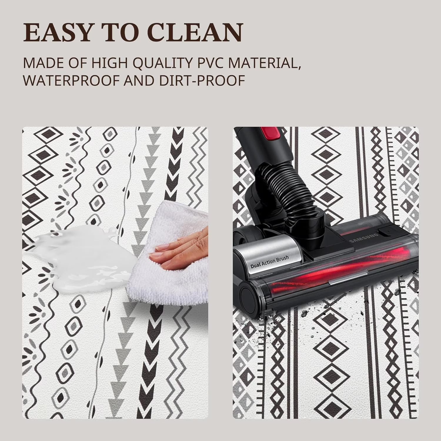 MatEssenz Boho Kitchen Mat, Farmhouse Cushioned Kitchen Rugs, Anti-Fatigue Non-Slip Kitchen Floor Mats, Stain Resistant Mats for Home, Office, Sink, Laundry-17.3" x39-1/2 Inch-Boho White